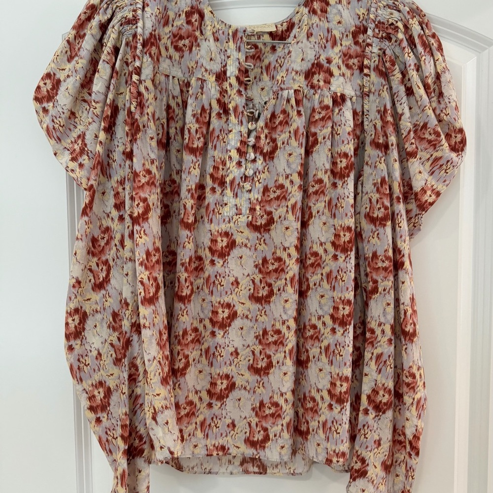 Ulla Johnson silk long sleeve blouse perfect with blue denim.